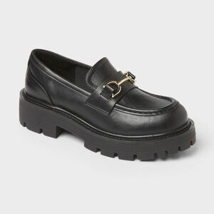wild fable Black Chunky Loafer with Gold Bit Accent